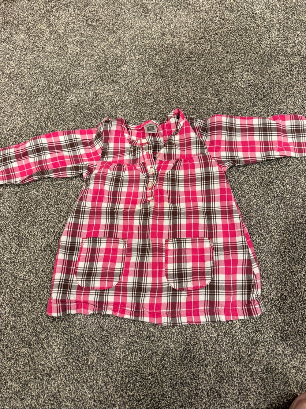 Carter's Pink and White Plaid Long-Sleeve Casual Dress